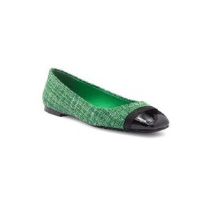 Karl Lagerfeld Paris Zofia Cap Toe Green Tweed Flats
